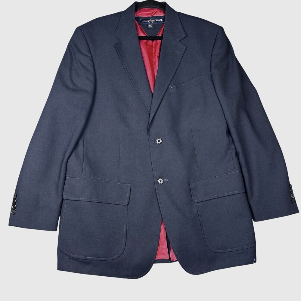 Vintage Tommy Hilfiger Navy Blue‎ Suit Sport Jacket Men's Size 42R Wool EUC